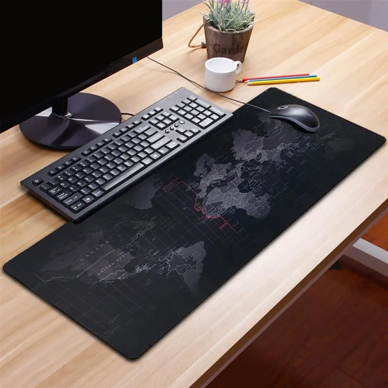 Grote Wereldkaart Mousepad Vergrendeling Rand Grote Rubber Muismat Waterdichte Game Mat Wol Felt Laptop Kussen Bureau 300x700x2mm