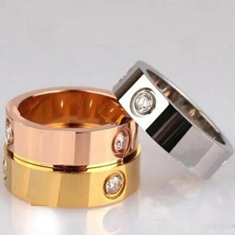 Bague de créateur pour femmes hommes zircone fiançailles titane acier mariage amour anneaux mode bijoux cadeaux 4mm