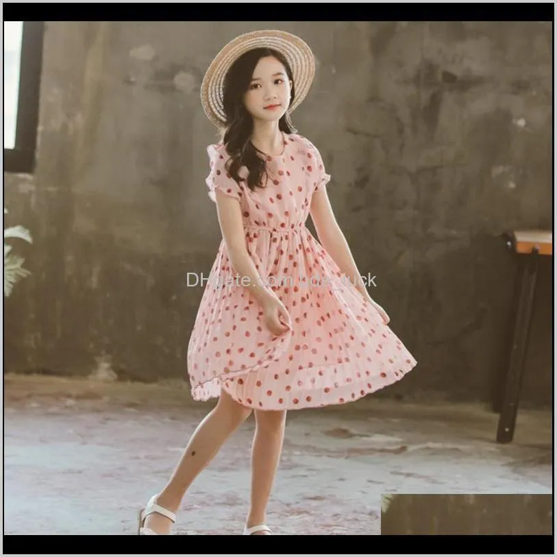 2020 New Girl Dress Fashion Dot Kids Dresses For Girls Ruffle Pleated Kids Dress Spring Summer Cute Beach For Girls Party