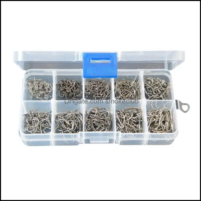 Fishing Accessories 500 Pcs/Lot 3# -12# Tackle Box Carbon Steel Hook Durable Head Hooks With Hole Carp