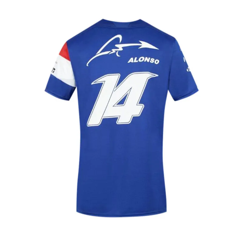 Le t-shirt de Formule 1 Racing Alpine Team Rider Alonso Numéro Imprimé F1 T-shirts Veste de loisirs avec T-shirts à manches courtes