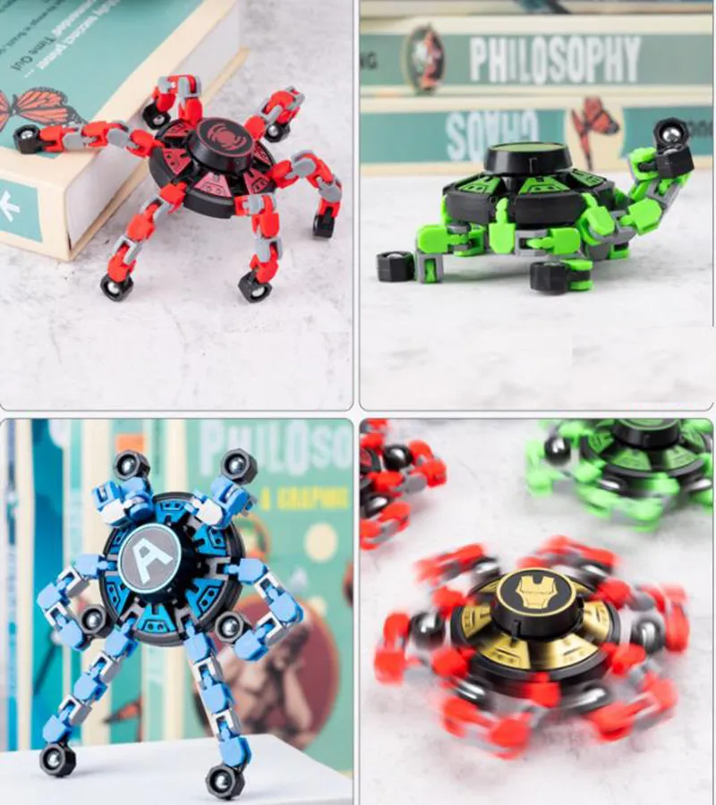 Fidgety toys fingertip mechanical gyro puzzle deformation mech chain changing shape rotating toy decompression gift