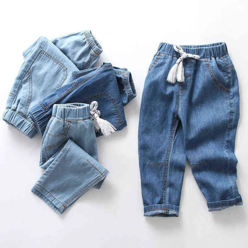 Lawadka verão fino crianças meninos meninas jeans calças de algodão crianças menino menina calças casual jeans de alta qualidade idade para 2-10 anos 211102