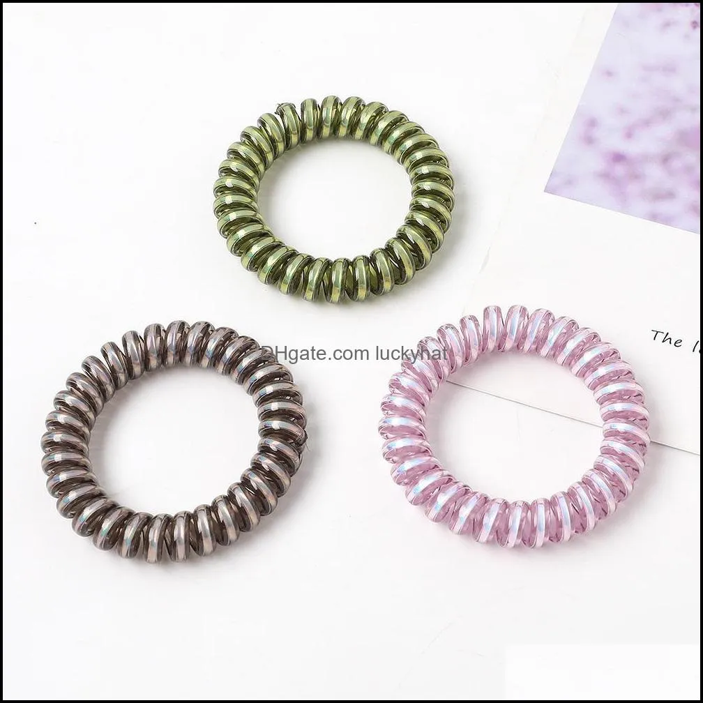 Women Hair Rubber Bands Bright Colorful Telephone Wire Cord Elastic Hair Bands Pony Tails Holder Hair Tie Rope Headwear Jewelry