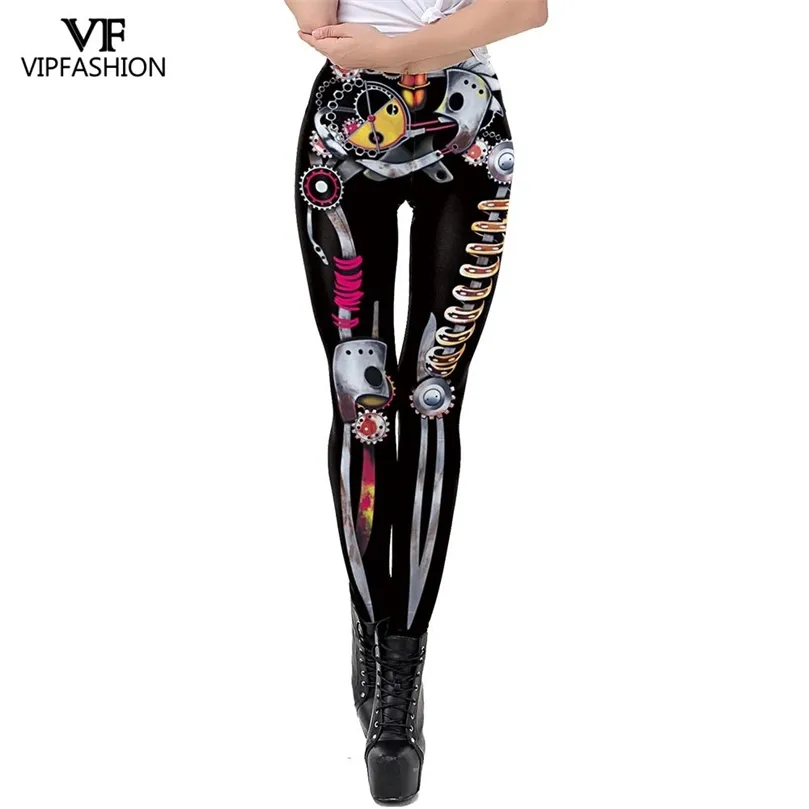 VIP FASHION Erwachsene 3D Steampunk Skelett Leggins Abenteuer Halloween Party Gedruckt Frauen Leggings 211204