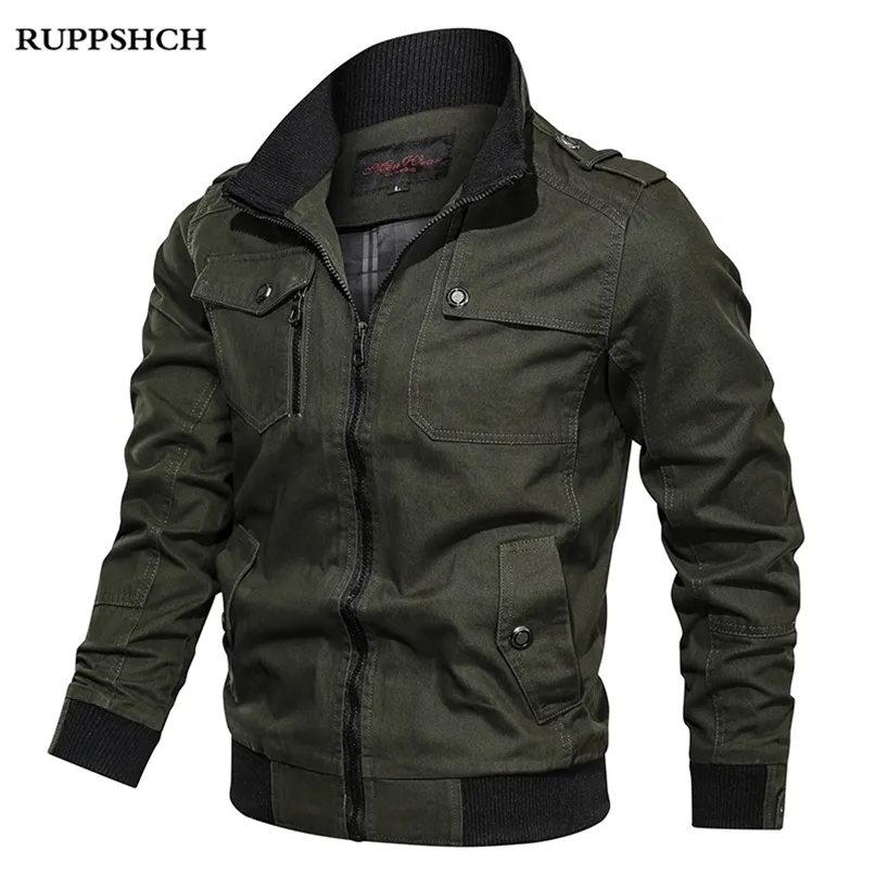 Jesień Mężczyźni Casual Stand-Up Collar Jacket Mężczyźni Zipper Kieszonkowy Duży Rozmiar Kurtka Mężczyźni Wysokiej Jakości Bawełniana Cienka Kurtka 211029