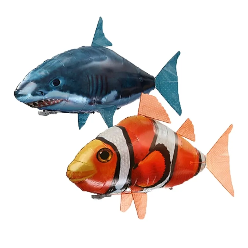 Creative Remote Control Flying Fish Shark Clownfish Electric Air Inflatable Flying Fish Party Decoration RC Animal Toy 211027