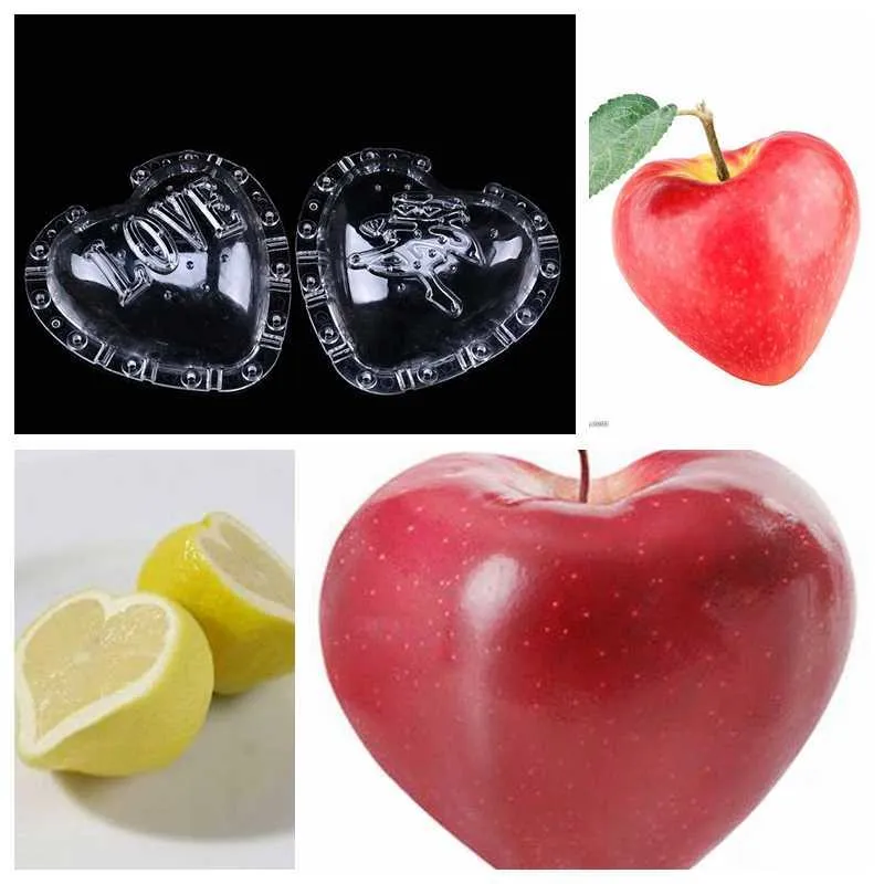 5pcs/lot Garden Growing Mold Heart/Star Plastic Fruit Vegetable Apple Strawberry Cucumber Shaping Growth Forming Mould 210615