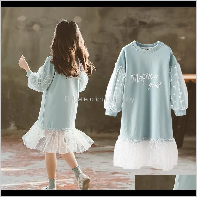 fashion 2019 children girls dresses long sleeve white lace clothes spring autumn teenage clothing baby dress sweatshirt dresses