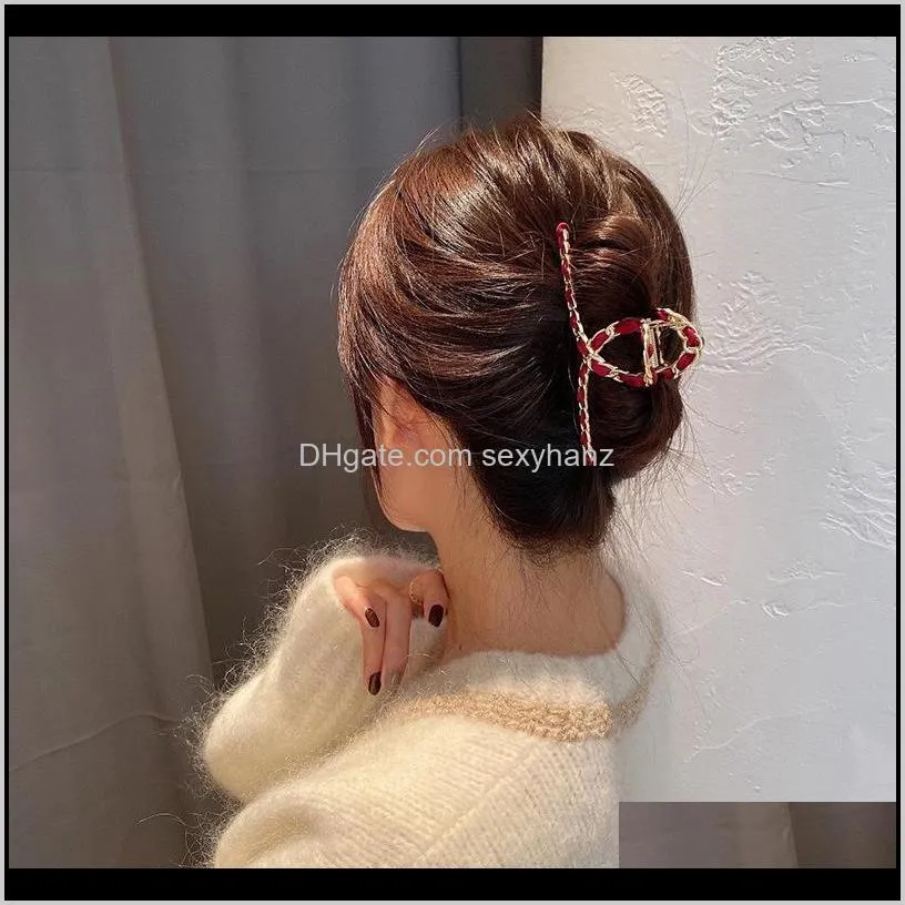 korean dongdamen woven metal net red blogger with the same temperament, fashion, personality and versatile hairpin