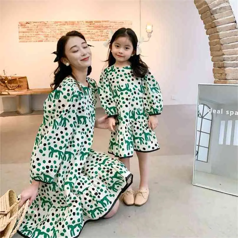 Keelorn família combinando roupas primavera mãe filha vestidos manga longa mãe floral e mamãe me 210922