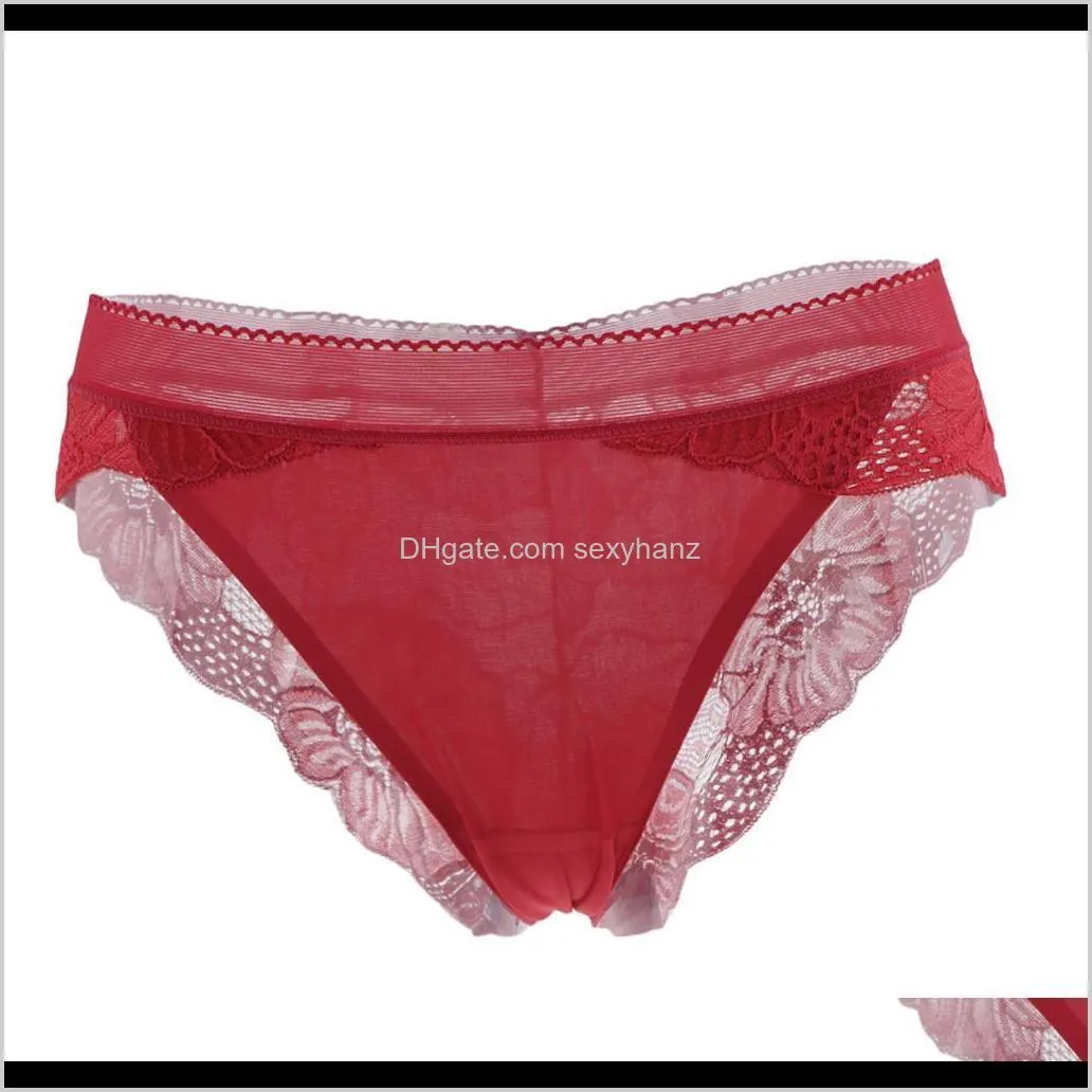 5pcs lace thong panties fashion ice silk briefs comfort lingerie xl