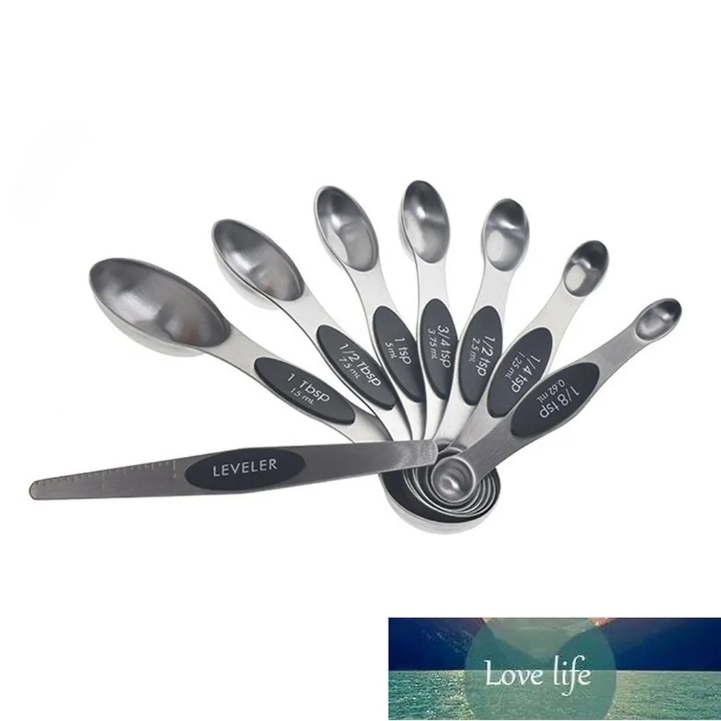 8pcs Double Sided Stainless Steel Magnetic Measuring Spoon Set Stackable Teaspoon For Measuring Dry And Liquid Ingredients Factory price expert design Quality