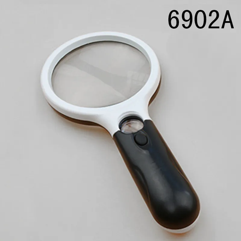 45X Handheld Reading Magnifying Glass Illuminated Magnifier Microscope Lens  Jewelry Watch Loupe Magnifier With LED Light 1 PCS