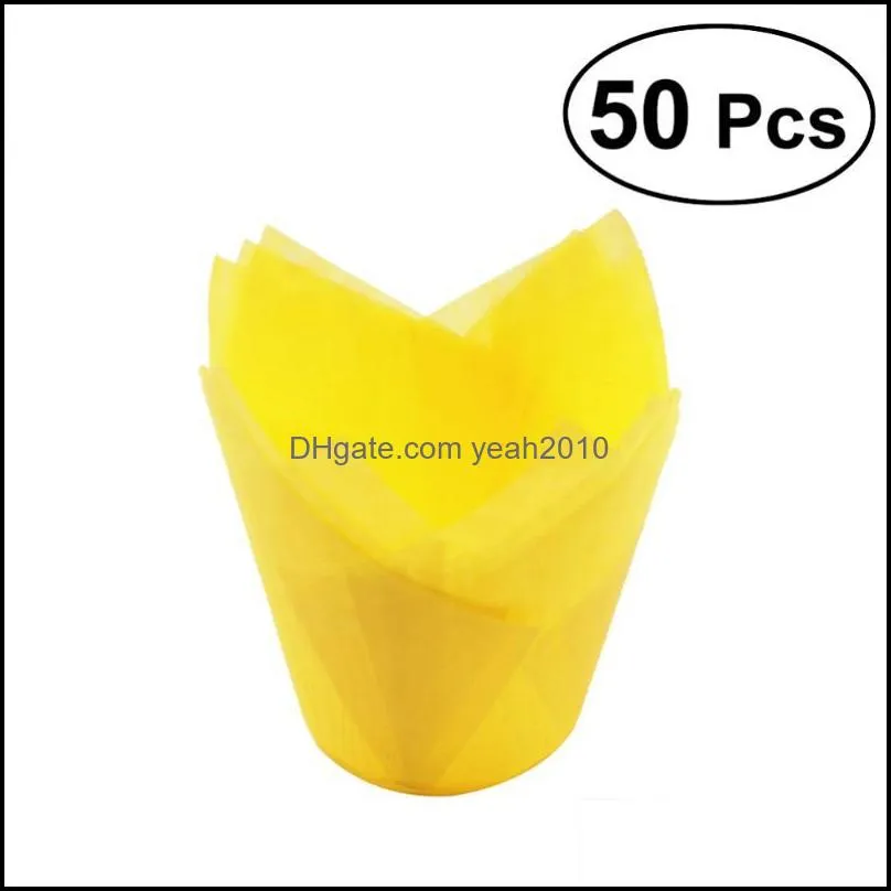 Pcs Cupcake Wrappers Liners Tulip Shape Muffin Cases Cake Cup Party Favors (Yellow) Other Festive & Supplies