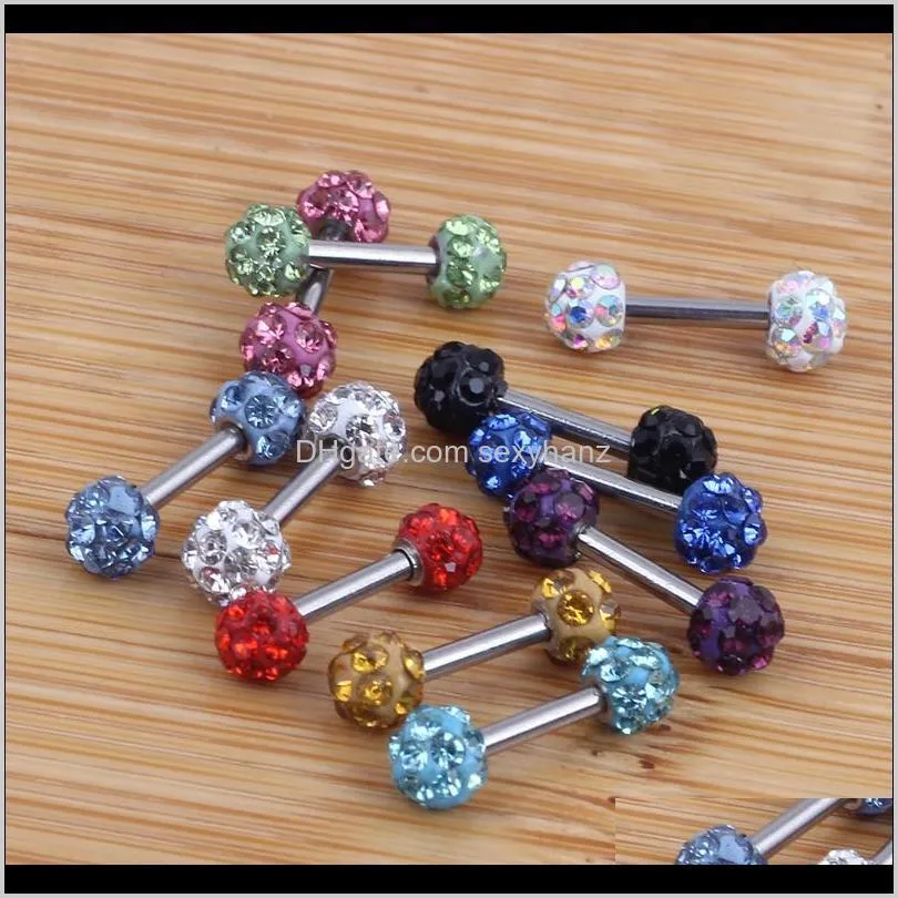 crystal ferido ball tragus cartilage ear studs rings barbell piercing jewelry 1.2*6*3.5mm lip nose bar