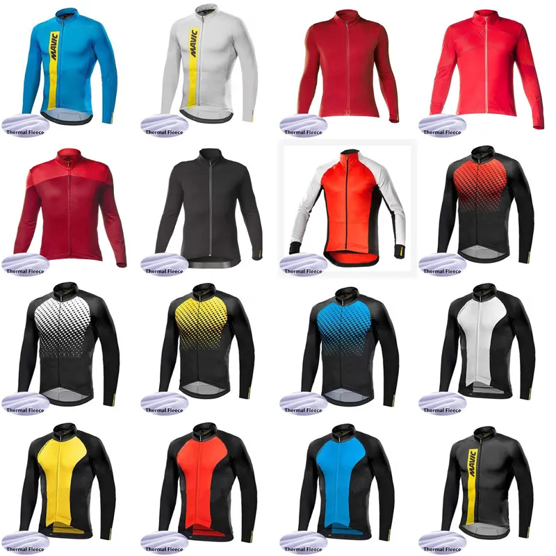 Mavic Team Mens Winter Thermal Fleece Cycling Jersey Lange Mouw Racing Shirts MTB Fiets Tops Bike Uniform Outdoor Sportswa S21042968