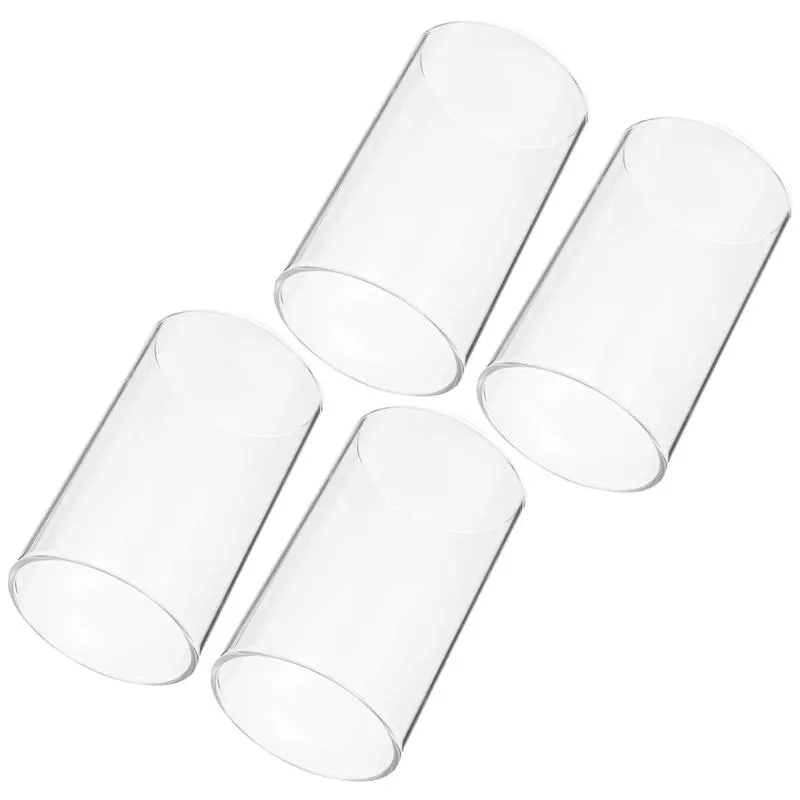 Lamp Covers & Shades 4pcs Transparent Glass Craft Candle Cylinder Cover Decors