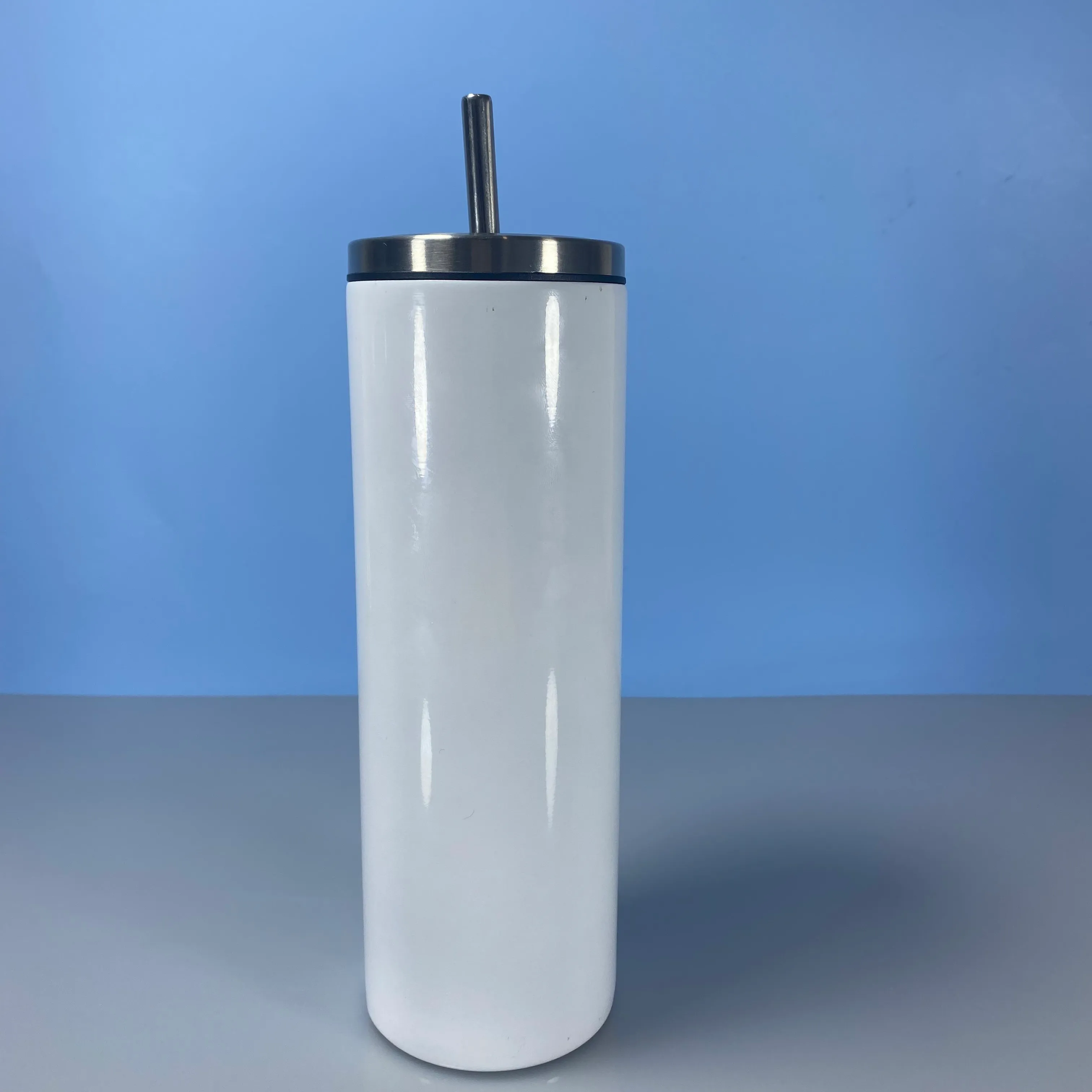 20oz Sublimation straight Tumblers With Metal Straws & Lids Stainless Steel Blank skinny tumbler portable Water Double wall Vacuum Insulated Cups