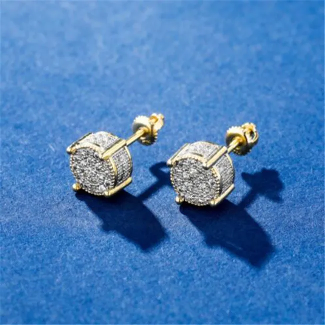New Fashion Stud Earrings Designer Luxury Jewelry Women Mens Earrings Hip Hop Diamond Stud Earings Iced Out Bling CZ Rock Punk Round Wedding Gift