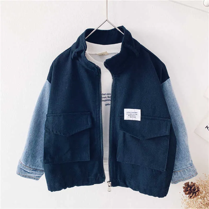 Barnkläder Boy Jacket Spring Autumn Clothing 2021 Ny mitt- och små barns barn Koreansk stil av overallen H0909