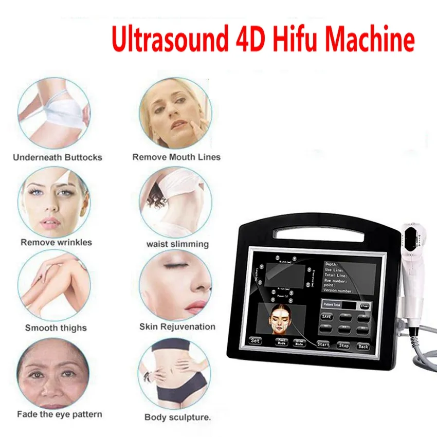 Máquina Hifu 4D Focalizada de Alta Intensidade Portátil 12 Linhas 20000 Tiros Lifting Facial Apertar a Pele Remoção de Rugas Emagrecimento Corporal Beleza