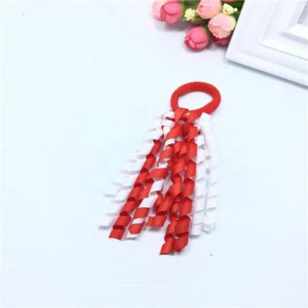 Party Favor Girl Ponytail Curly ribbons streamers corker hair bobbles bows flower elastic school boosters headwear ZZE5652