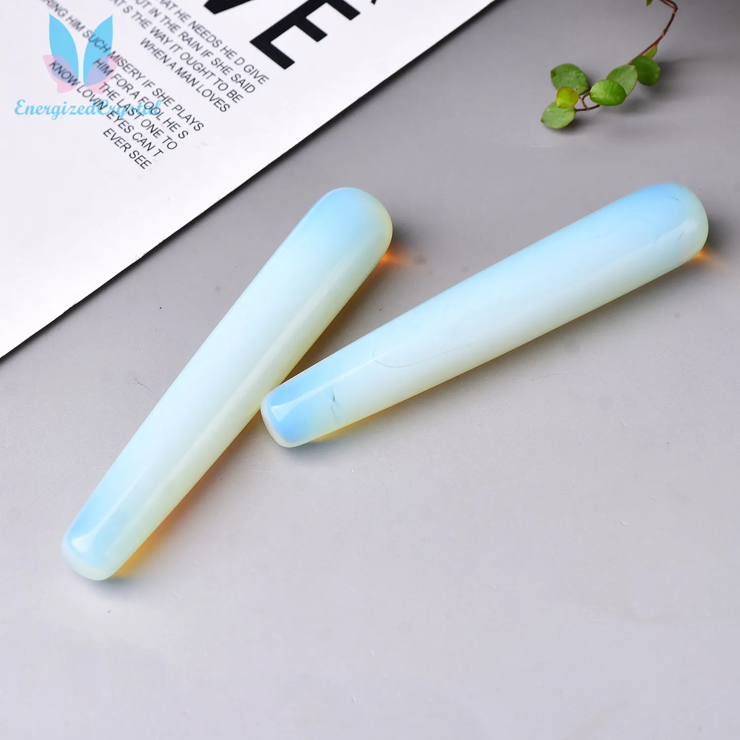 Natural Clear Opal Quartzo Cura Cristal Massagem Reiki Wand Meditação Presente