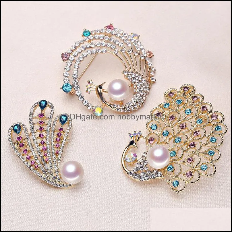 Flower Pearl Brooch Settings Rhinestone Brooch for Women Pearl Jewelry Settings Fashion Accessories 9 styles DIY Pearl Pins Christmas