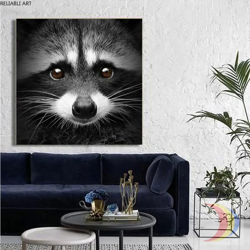 Cute Raccoon Poster Canvas Painting Wall Art Abstract Animal Picture For Living Room Home Decoration Cuadros No Frame