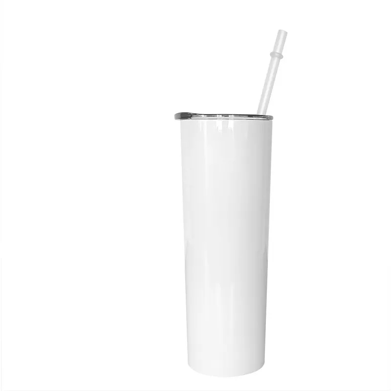 20 унций DIY Sublimation Tumbler Blank Straight Mugs нержавеющей стали термос-чашка DIY Cup Cafe Coffee Water Bottle со соломенной крышкой Zl0020