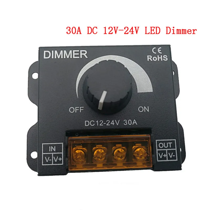DC 12V-24V LED Dimmer Interruptor 30A 360W regulador de tensão Controlador ajustável para LEDs tira lâmpada de luz escurecendo dimmers
