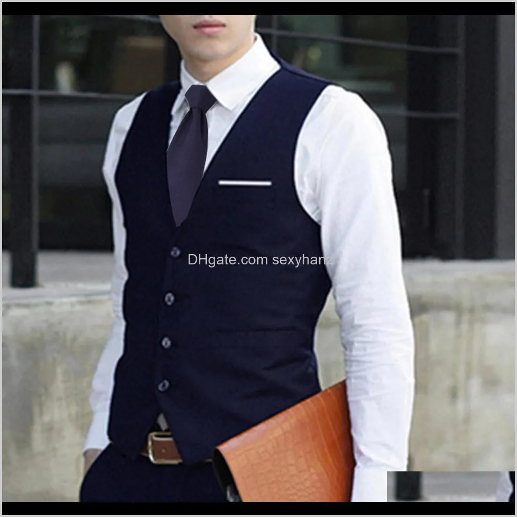 men`s formal classic business waistcoat slim fit tuxedo casual gilet new business v-neck suit vest for men