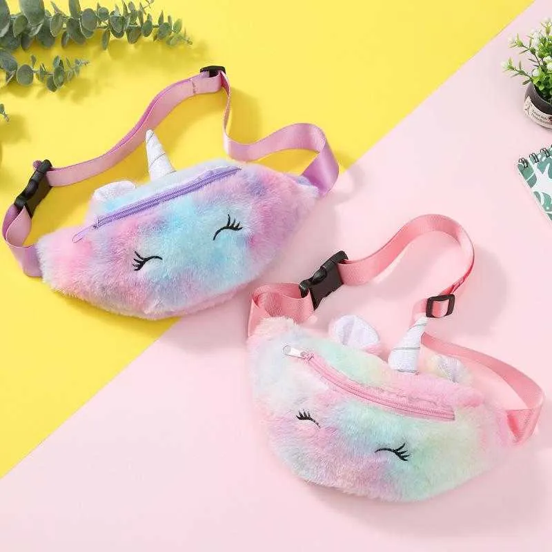 Kid Unicorn Stuffed Pencil Waist Bag Belt Fanny Pack Beach Bag Student Teenager Purses Sports Unisex Gym Outdoor Cosmetic Bags FY8138