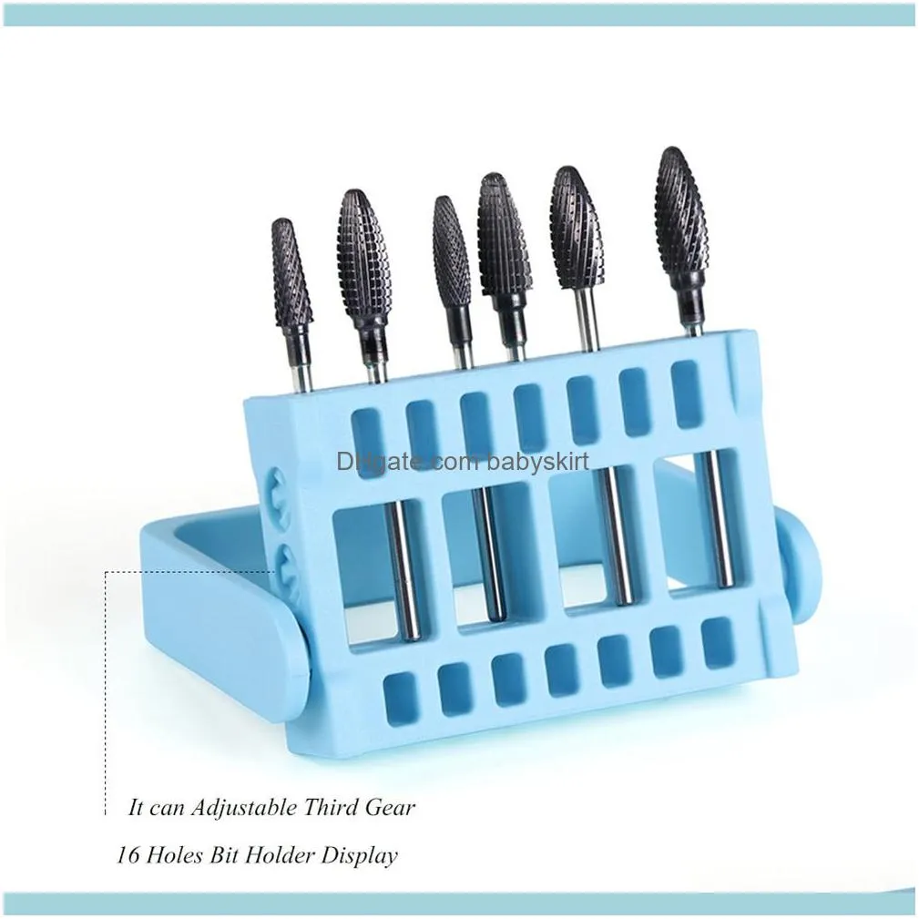 Holes Nail Drill Bit Tool Machine Box Holder Grinding Head Display Rack Storage Stand Cutter File Manicure1