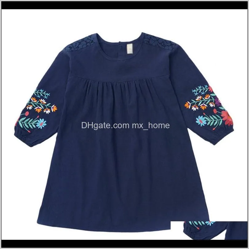 girls embroidered long sleeves dress spring and autumn new large girls cotton doll dress children korean dress