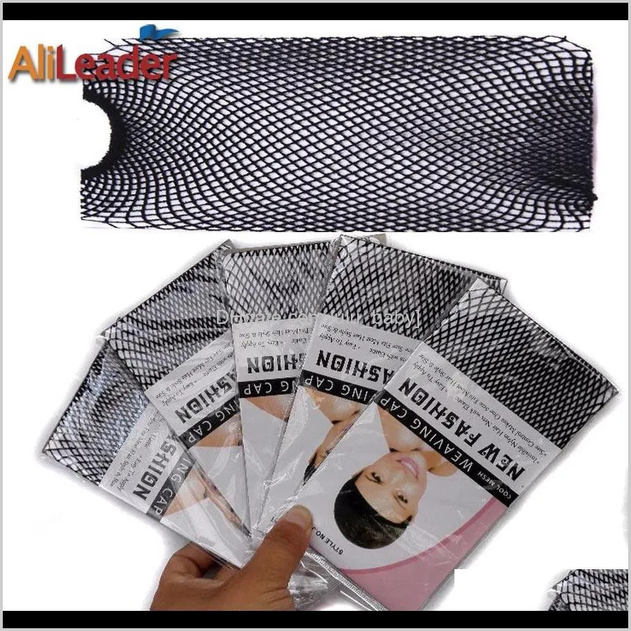 hot black mesh hair cap for wigs wig caps for weaving wholesale nets for wigs women snood breathable nylon hairnets