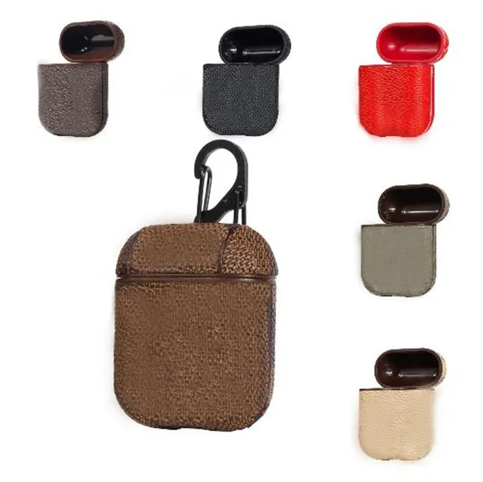 Capas de couro do PU para Apple Airpods Pro Protective Cover PODs Wireless Bluetooth Caixa de fone de ouvido com fecho de gancho Keychain