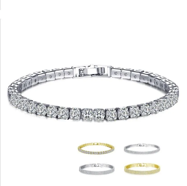 Bracele de bracelets en bangle de trois rangées pleins de bracelets en zircon diamant de swarovskis fashion dames bracelet cadeaux de Noël bangle223c