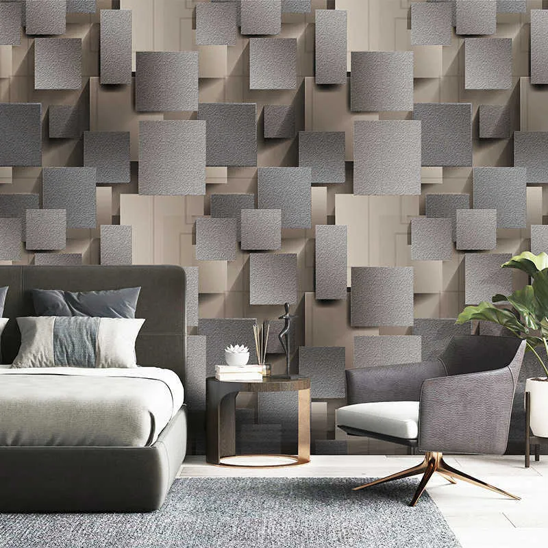 Modern 3D Lattice Non-Woven Suede Wallpaper för väggar Roll Papel de Parede 3D Vardagsrum Sovrum TV Bakgrund Väggpapper Decor Q0723