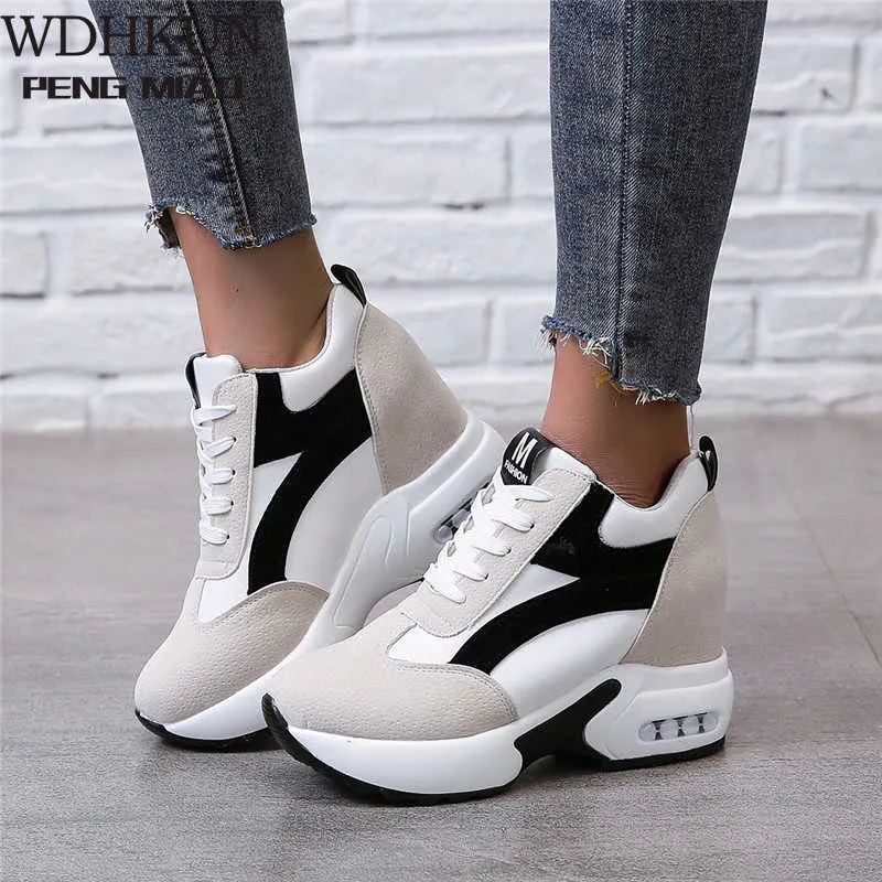 Plattform sneakers skor röd svart avslappnad skor kvinnor sneakers damer plattform sneakers klackar wedge skor zapatillas mujer 2020 y0907