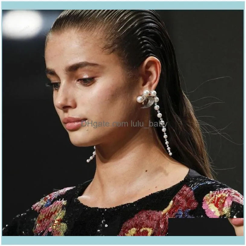 Dangle & Chandelier GODKI Charms Luxury Simulate Pearl Earring For Women Full Mirco Zircon Paved Crystal CZ Dubai Bridal Fashion