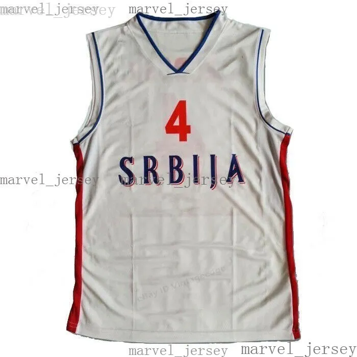 goedkoop Retro Milos Teodosic # 4 Team Servië Srbija Basketbal Jerseys Gestikte Mannen Vrouwen Jeugd XS-5XL
