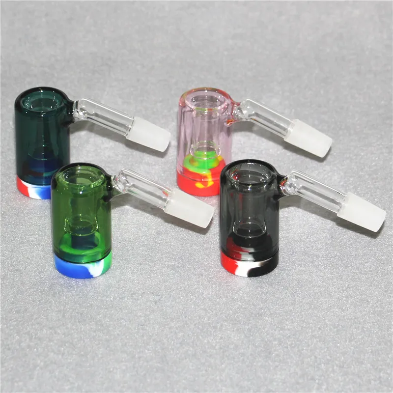 Narguilés 14mm verre cendrier avec récipients en silicone de 5 ml mâle femelle récupérer cendriers pour quartz banger eau bongs dab plates-formes