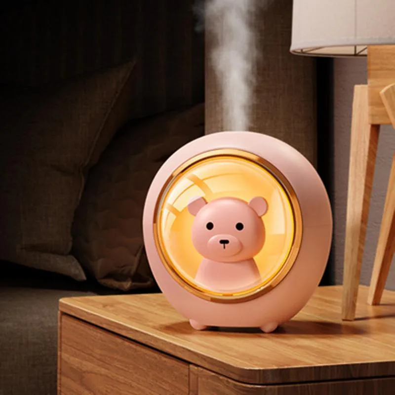 Festa favor 2021 humidificador doméstico mudo colorido céu noite bonito urso spray aroma difuser USB portátil água reabastecimento instrumento de reabastecimento