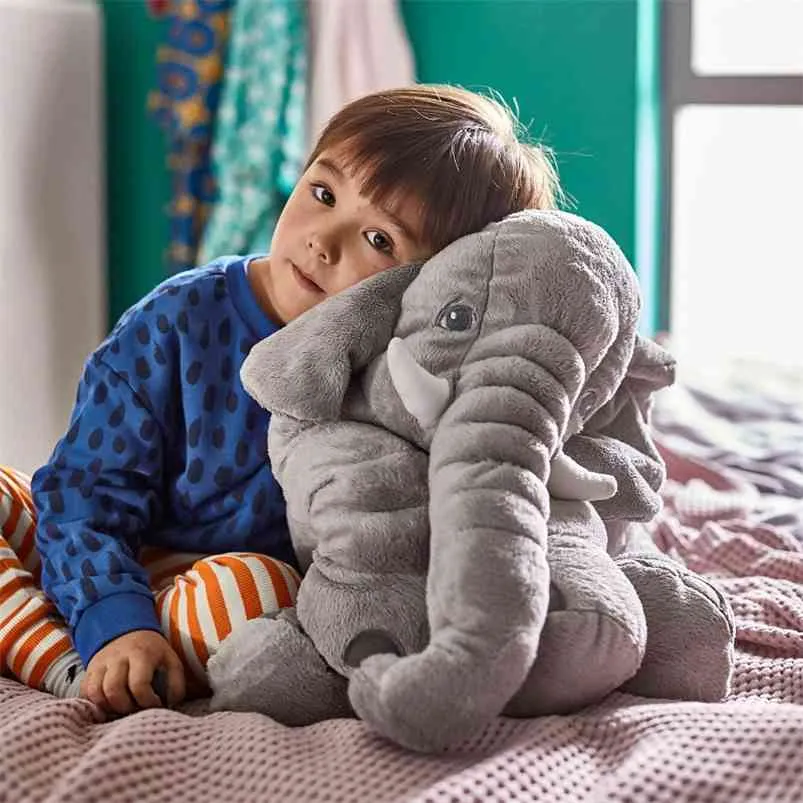 VIP Drop Giant Plush Elephant Pillow Stuffed Animal Baby Leksaker Spädbarn Sova dockor Barn Födelsedagspresent 210728