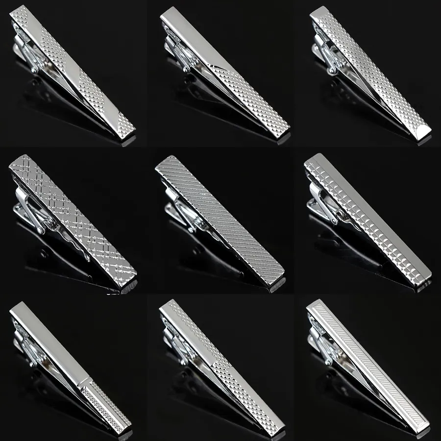 Tie Clips for Groom Simple Style Stripe Metal Tone Bar Clasp Practical Necktie Accessories Clasp Pin Mens Gift