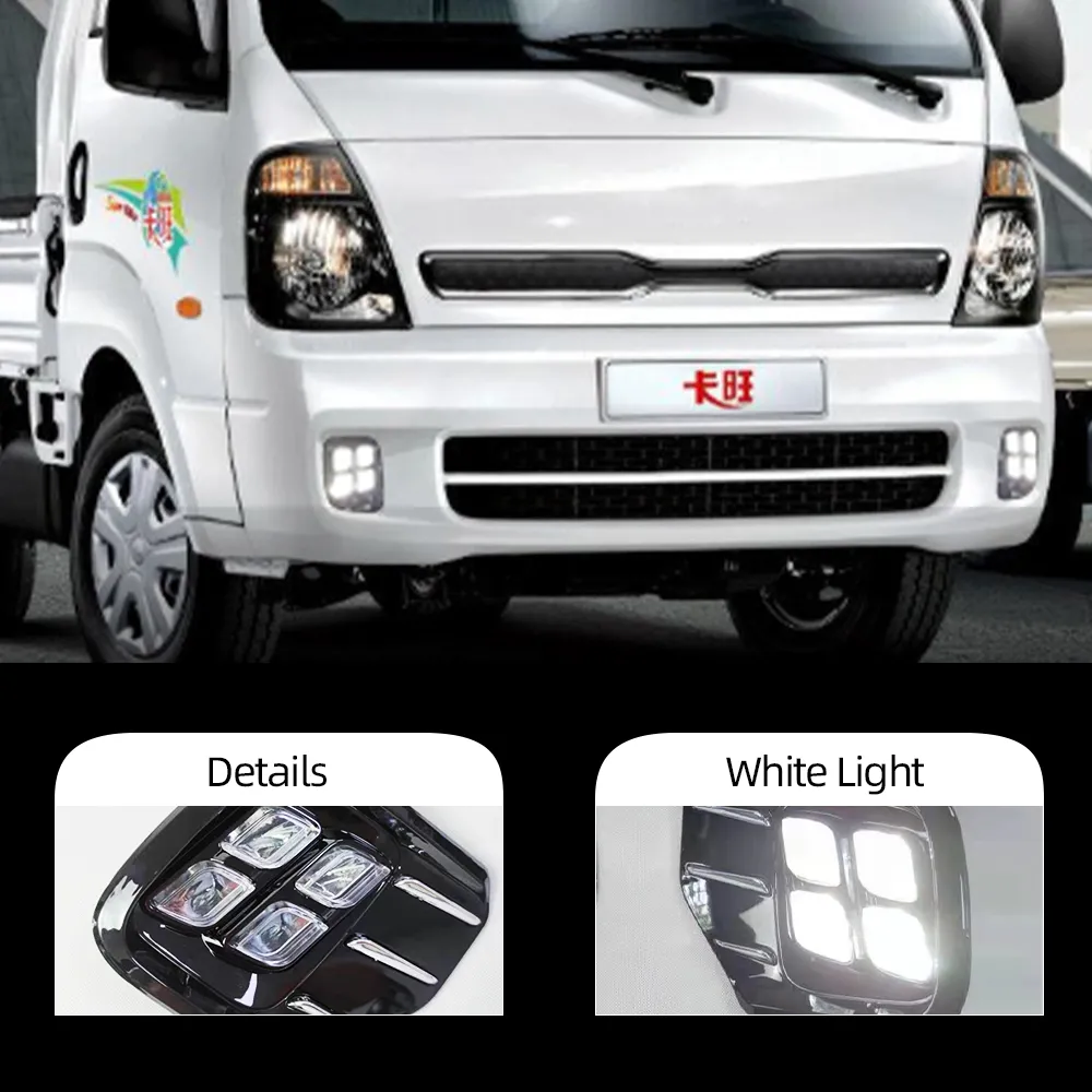 KIA Bongo 2012 için 2 adet - 2015 2016 2017 2018 2019 Araba Gündüz Koşu Işık Ön Tampon Sis Işık Lambası LED DRL