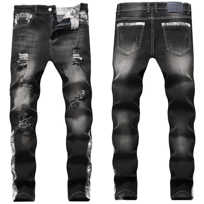 Jeans da uomo Pantaloni elasticizzati slim fit Stile coreano Personalità alla moda Mendicante Marea estiva Marchio strappato