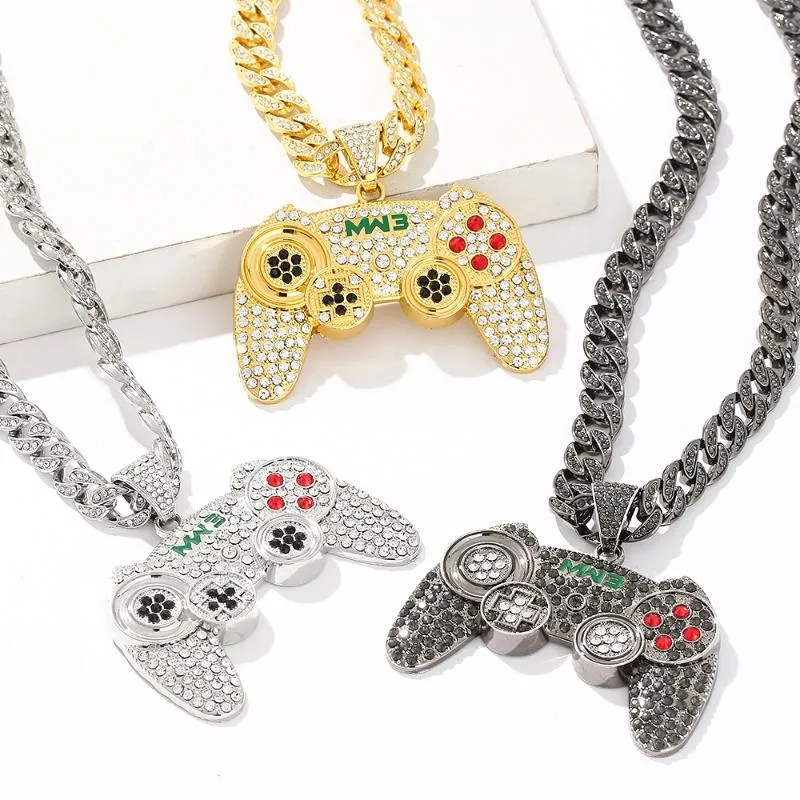 Collane con ciondolo Gioielli hip-hop Collana controller di gioco Regali con ciondoli di diamanti per uomini, donne, bambini e ragazzi